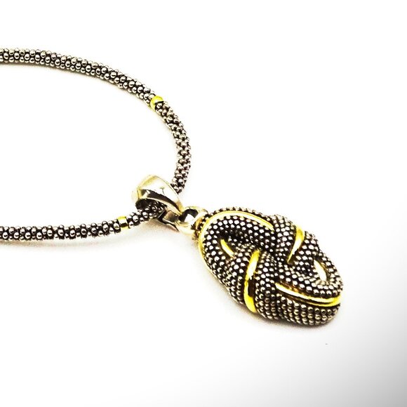 LAGOS Caviar Collection Sterling Silver & 18K Gold Pendant & Chain Necklace - Picture 3 of 12